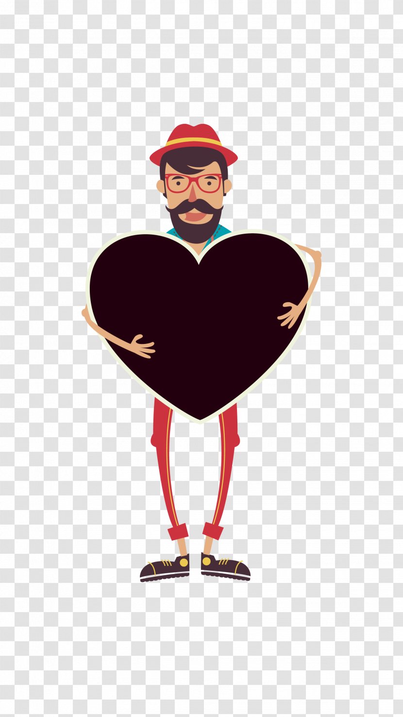 Valentines Day Mug Ceramic Heart Qixi Festival - Outerwear - Cartoon Man Holding Transparent PNG