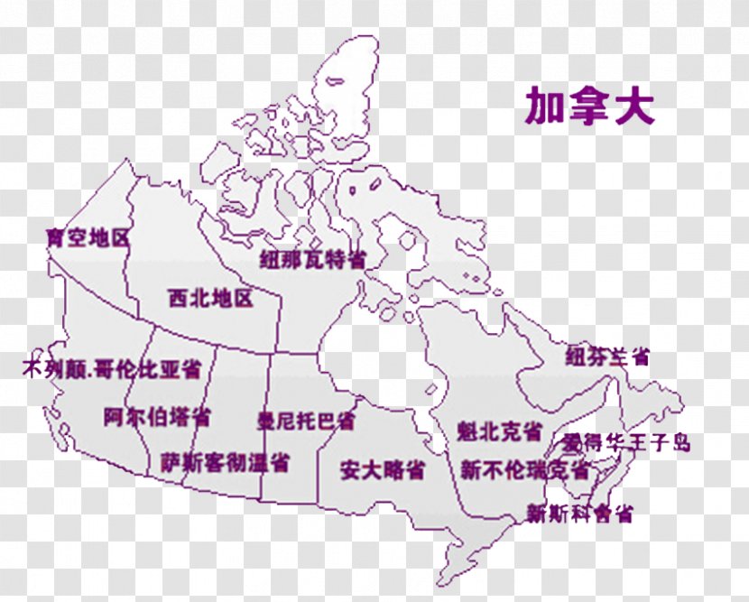 Canada Map - Violet - Purple Lines Transparent PNG