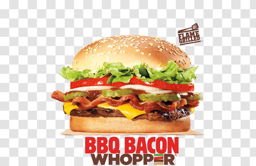 Whopper Hamburger Cheeseburger Barbecue Veggie Burger - Bacon - King Transparent PNG