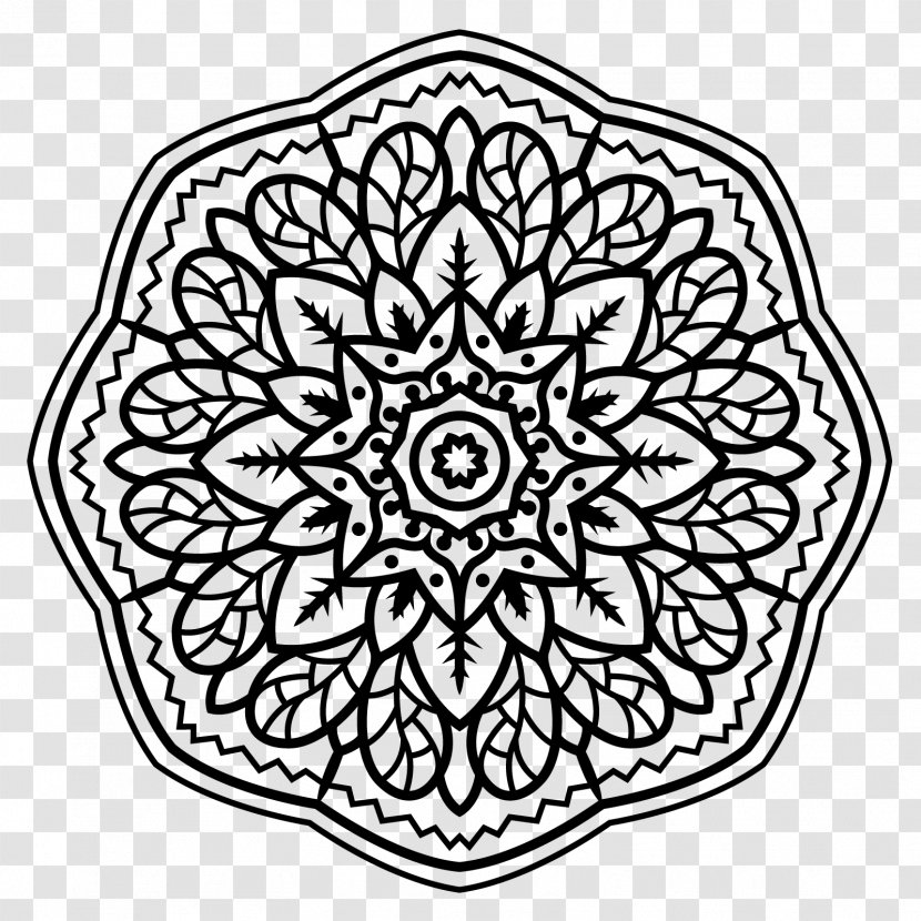 Coloring Book Mandala Drawing - Line Art Transparent PNG