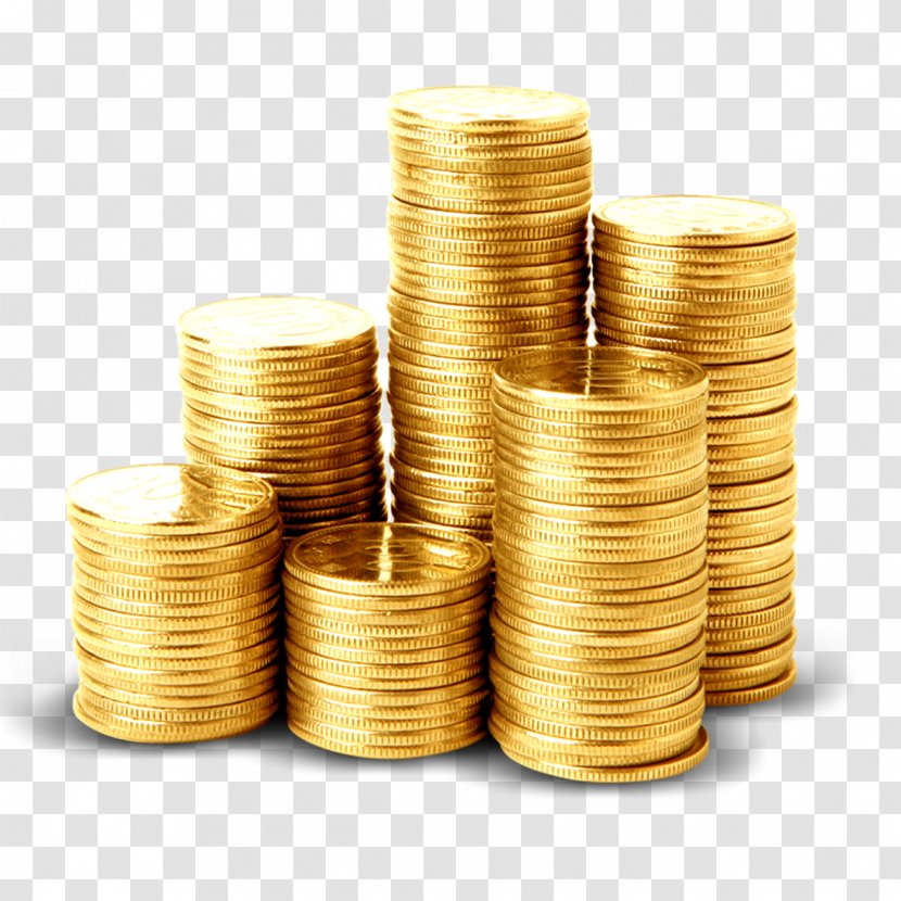 2 Colors Money Coin Icon - Gold - Pile Of Coins Transparent PNG