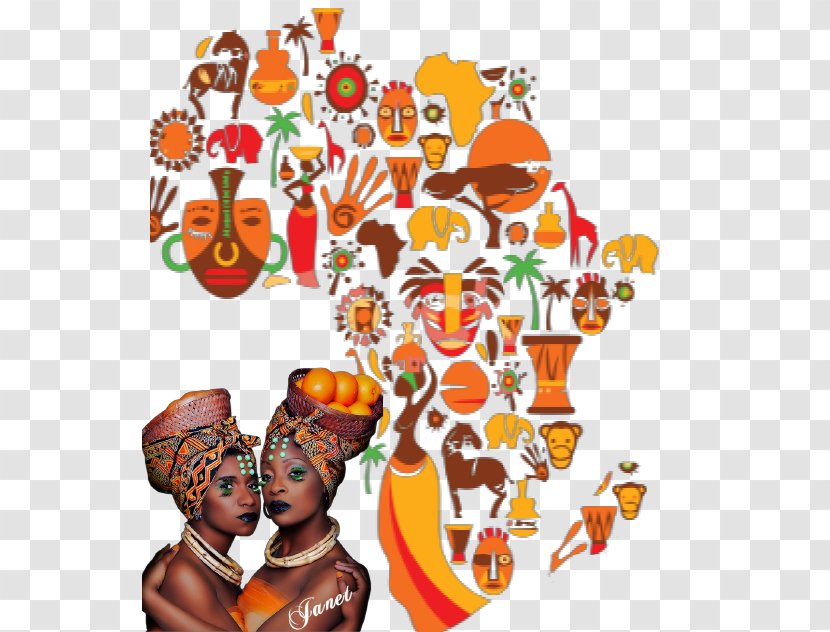 Africa Vector Graphics Map Illustration - Orange - Masque Africain Transparent PNG