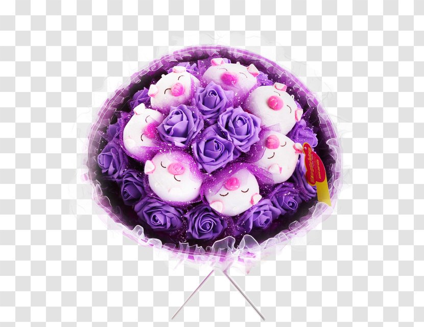 Garden Roses Cut Flowers Flower Bouquet Artificial - Purple Transparent PNG