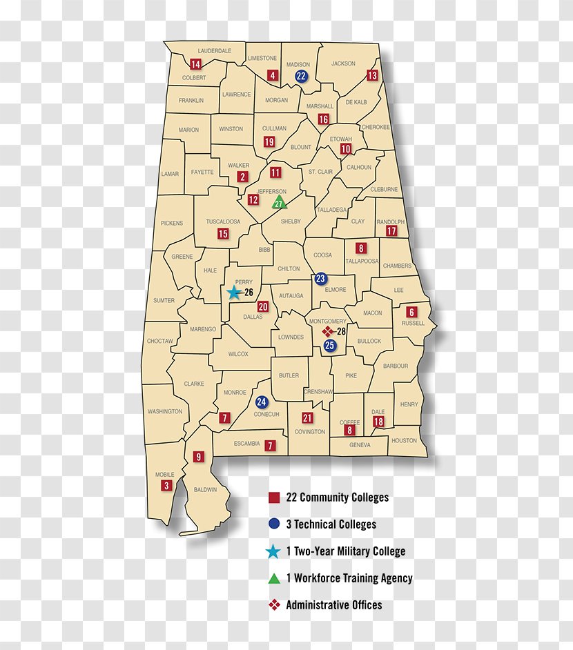 Northeast Alabama Community College Coastal Monroeville Bevill State Southern Union - Map Transparent PNG