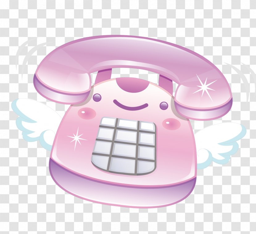 Pink Telephone Drawing - Cartoon - Phone Transparent PNG