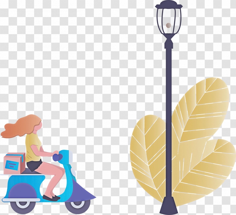 Street Light Motorcycle Delivery Transparent PNG