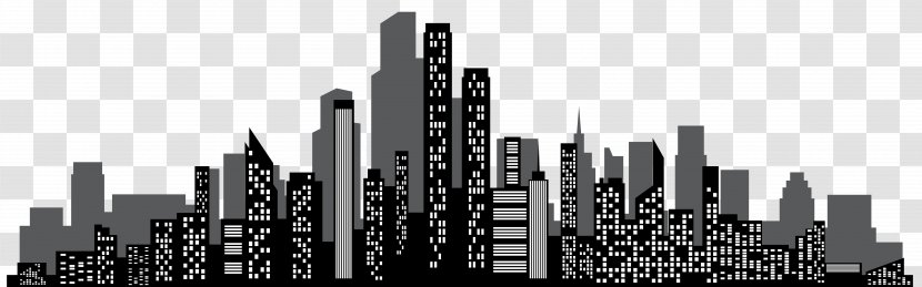 Brand Skyscraper Skyline Black And White - Text - Cityscape Silhouette Clip Art Transparent PNG