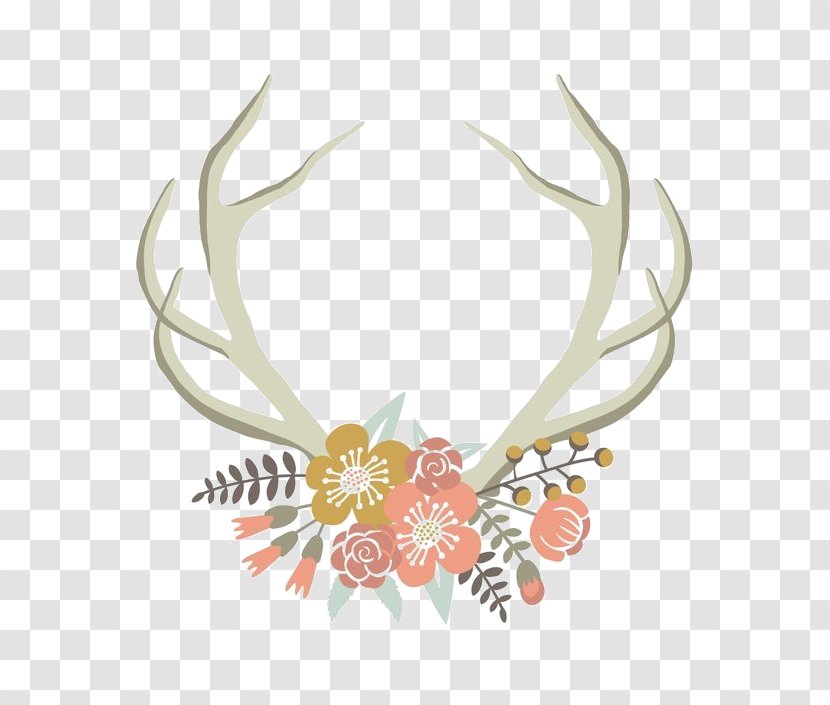 Deer Antler Horn Floral Design Clip Art Transparent PNG