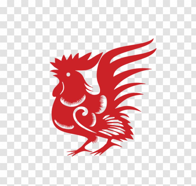 Chicken Chinese Zodiac New Year Rooster Papercutting - Cock Paper-cut Material Transparent PNG