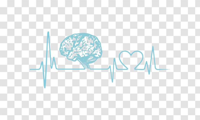 Electrocardiography Medicine - Cartoon - Hand-painted Blue Electrocardiogram And Brain Transparent PNG