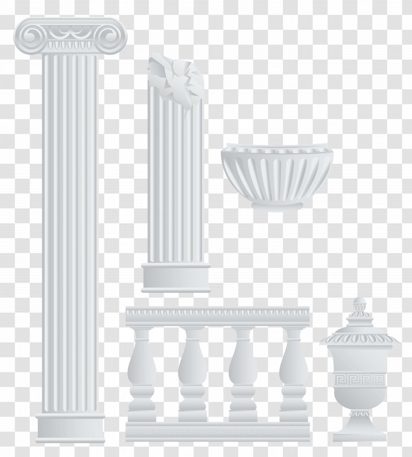 White Product Pattern - Structure - Greek Fence Columns And Elements Clipart Transparent PNG