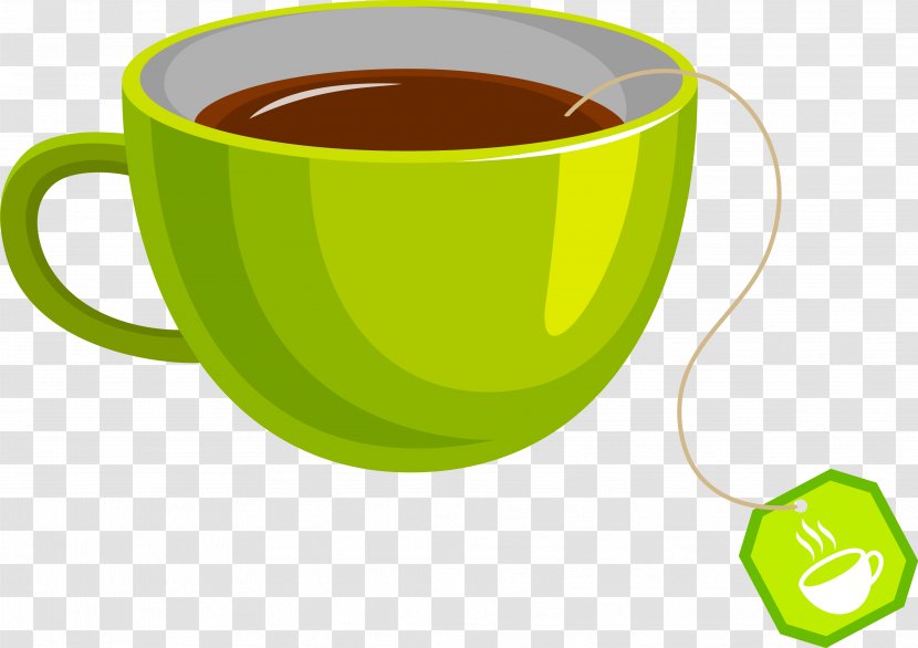 Green Tea Coffee Cup Teacup - Drinkware - Vector Transparent PNG