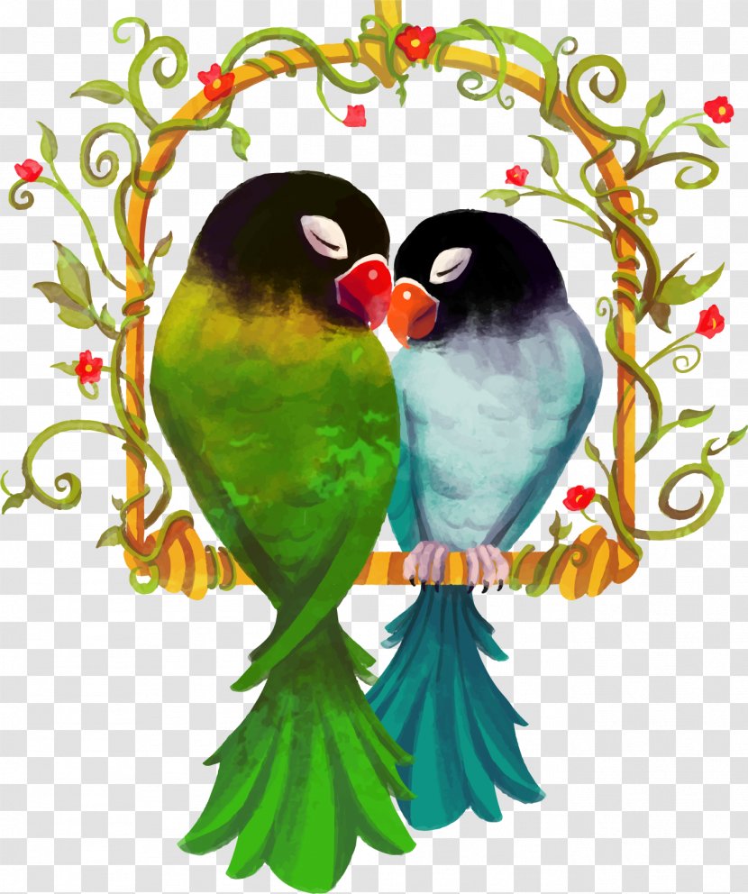 Rosy-faced Lovebird True Parrot Watercolor Painting - Rosyfaced - Vector Love Birds Hand-painted Transparent PNG