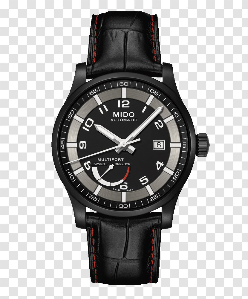 Mido Automatic Watch Clock Power Reserve Indicator - Leather - Watches Black Male Table Mechanical Transparent PNG