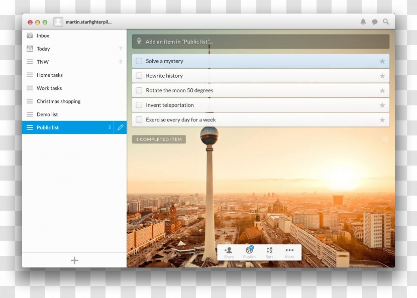 Wunderlist Android MacOS - Software Transparent PNG