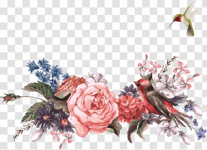 Bird Flower Royalty-free Illustration - Bouquet - Vector Flowers Transparent PNG