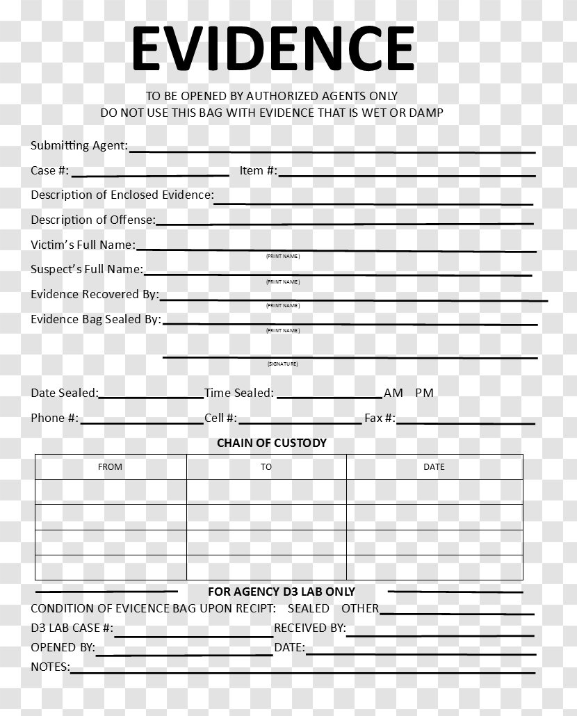 Template Crime Scene Evidence Chain Of Custody Form - Flower Transparent PNG