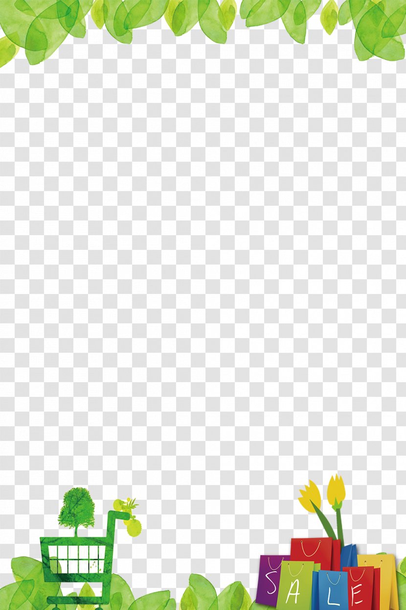 Poster Shopping Cart Discounts And Allowances International Workers Day - Green Leaf Borders Transparent PNG