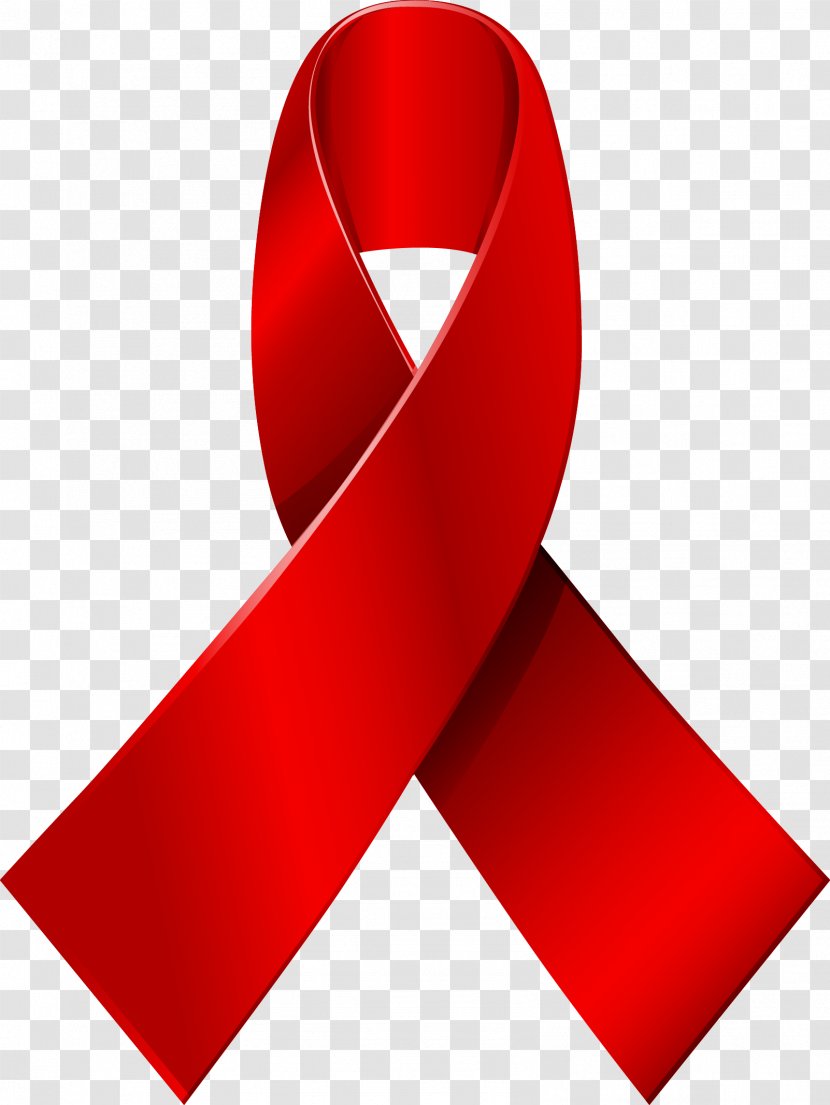 Red Ribbon Awareness Clip Art - Vector Hand Painted Transparent PNG