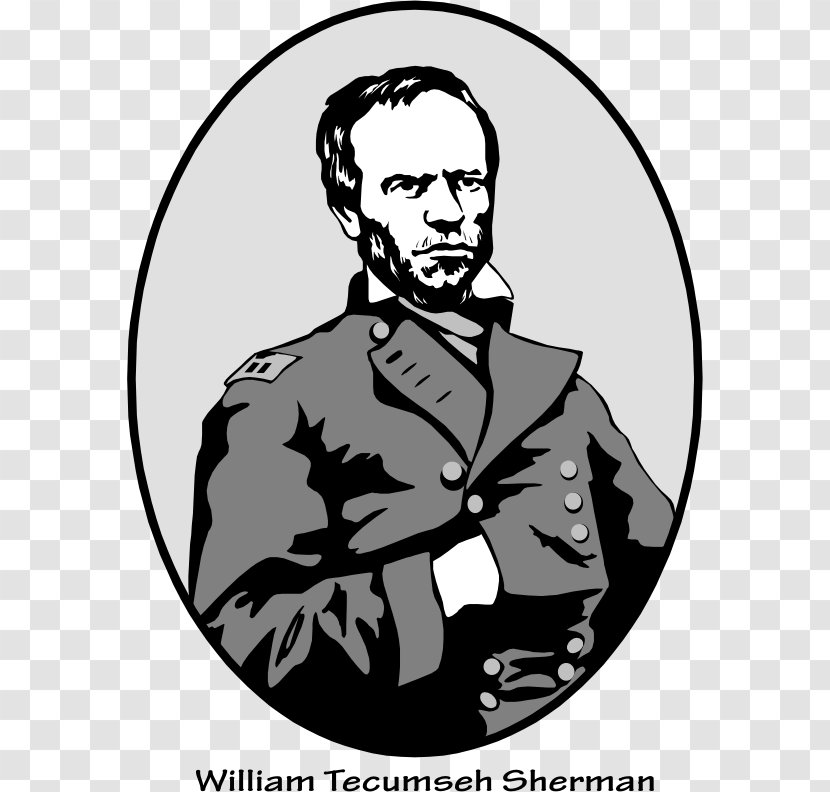 William Tecumseh Sherman Line Art United States Clip - Man Transparent PNG