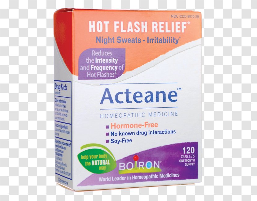 Boiron Acteane Tablets Product Service Hot Flash - Night Sweats Transparent PNG