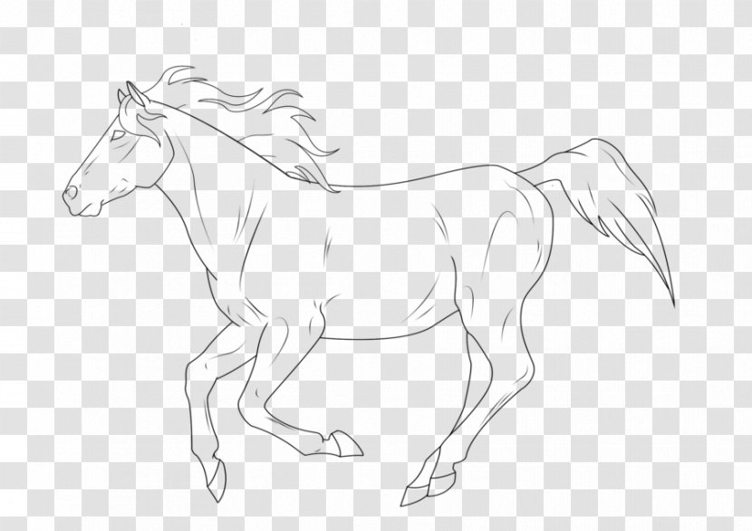 Line Art Pony Stallion Mustang Drawing - Arm - Lineart Transparent PNG