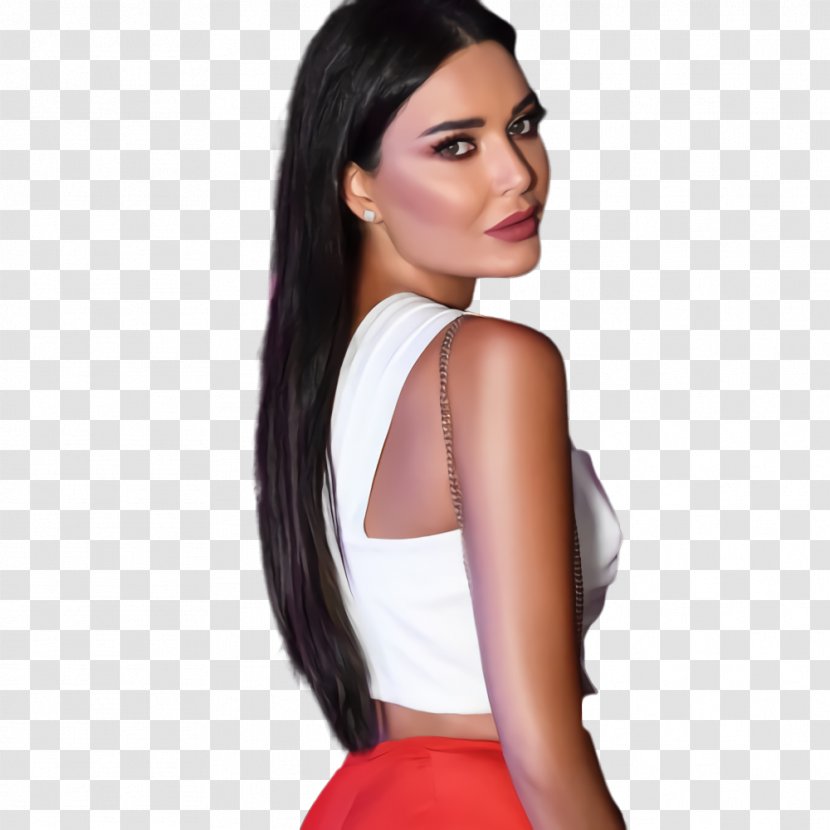 Cyrine Abdelnour Al Hayba Black Hair Beirut Model - Formal Wear - Wig Transparent PNG