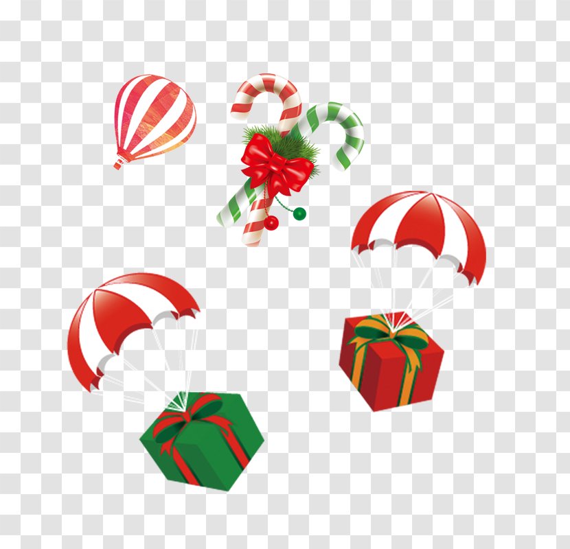 Candy Cane Lollipop Christmas Caramel - Ornament - Gift Box Flying Transparent PNG