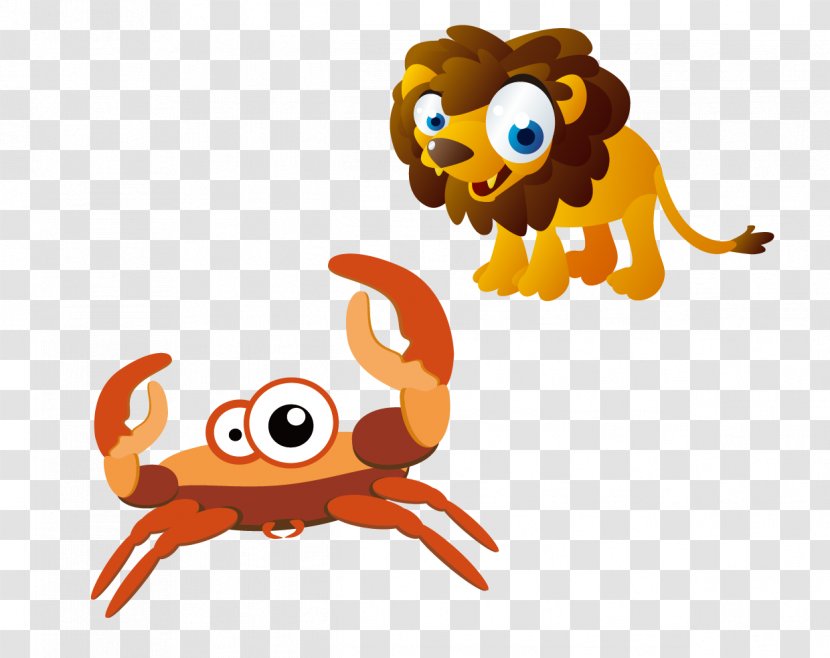 Lion Cartoon Animal - Orange - Prairie King Crab And Transparent PNG