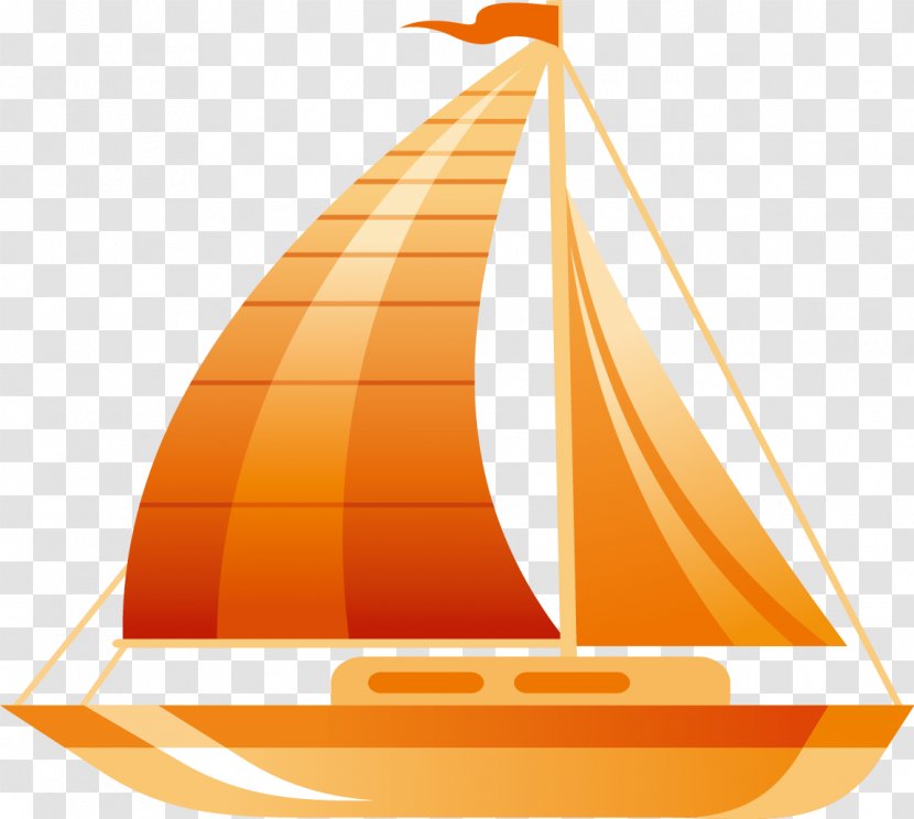 Sailboat Sailing Ship - Orange - Hand Painted Boat Trim Transparent PNG