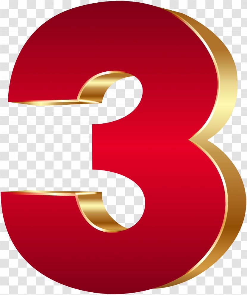 Number 3D Computer Graphics Clip Art - Three Red Gold Image Transparent PNG