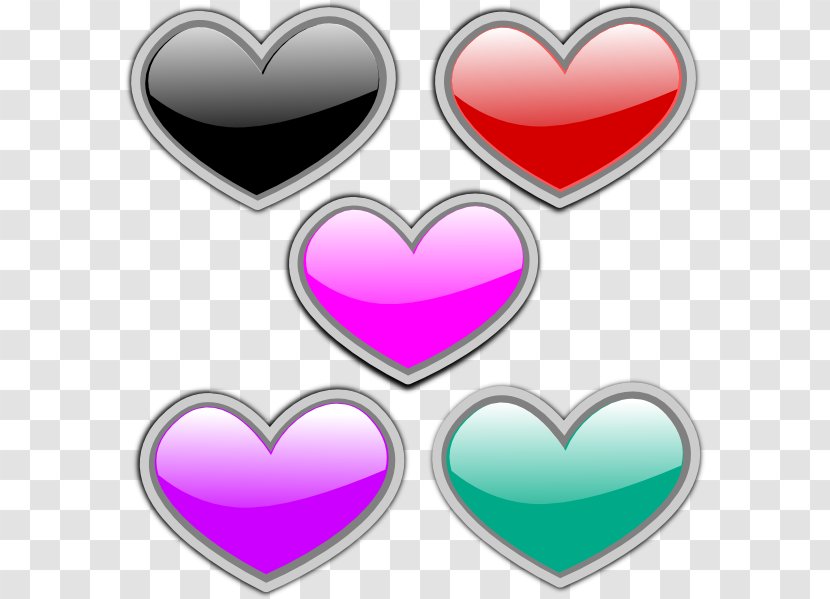 Heart Color Clip Art - Pink - Glossy Transparent PNG
