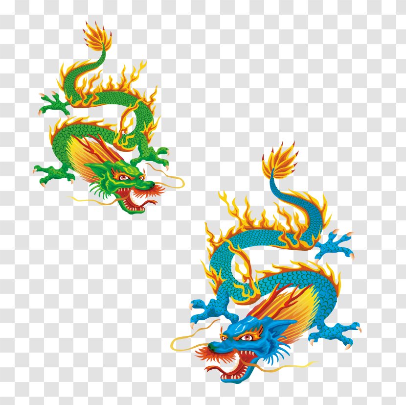 Dragon Euclidean Vector - Mythical Creature - Twin Dragons Transparent PNG