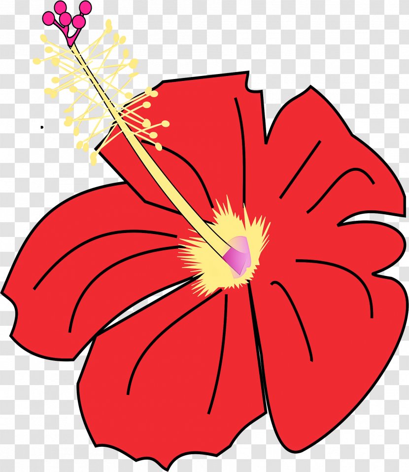 Red Petal Plant Flower Hibiscus - Leaf Transparent PNG