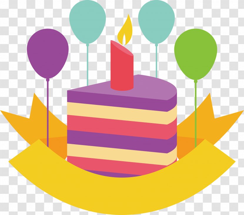 Birthday Cake Balloon - Vecteur - A Decorated With Labels Transparent PNG