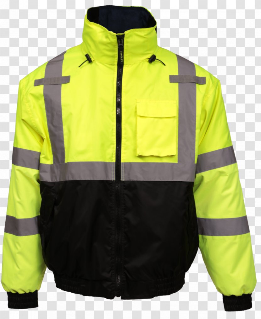 Flight Jacket High-visibility Clothing Coat - Personal Protective Equipment - Green With Hood Transparent PNG