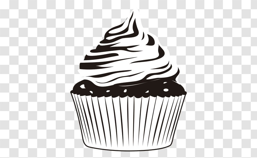 Cupcake Food Clip Art - Black And White - Cup Cake Transparent PNG