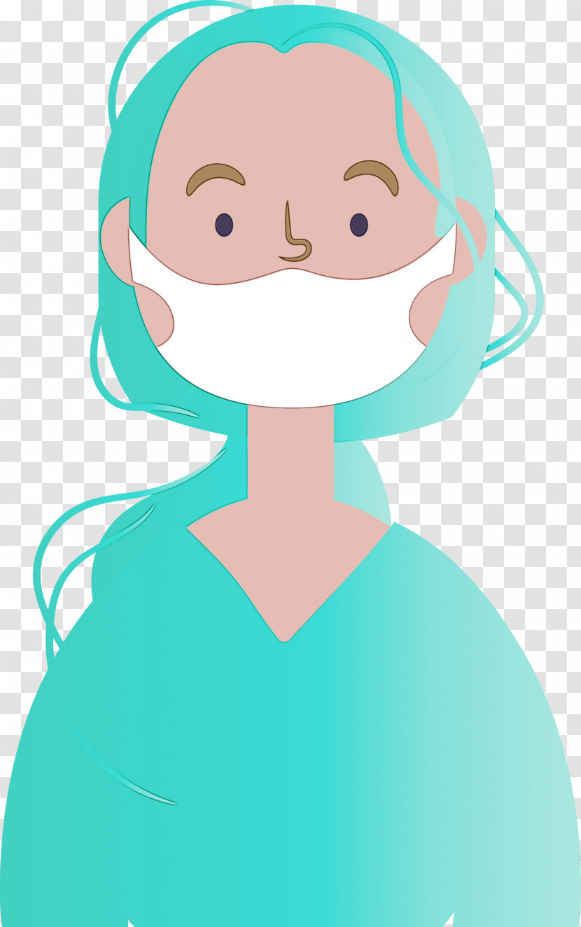 Cartoon Nose Turquoise Cheek Smile Transparent PNG