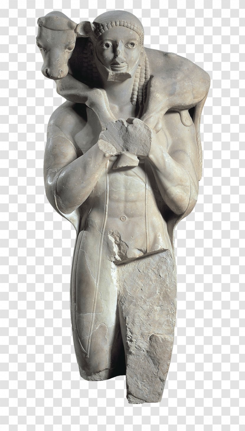 Acropolis Of Athens Museum Moschophoros Ancient Greece Archaic Greek Sculpture - Art History - Stone Carving Transparent PNG