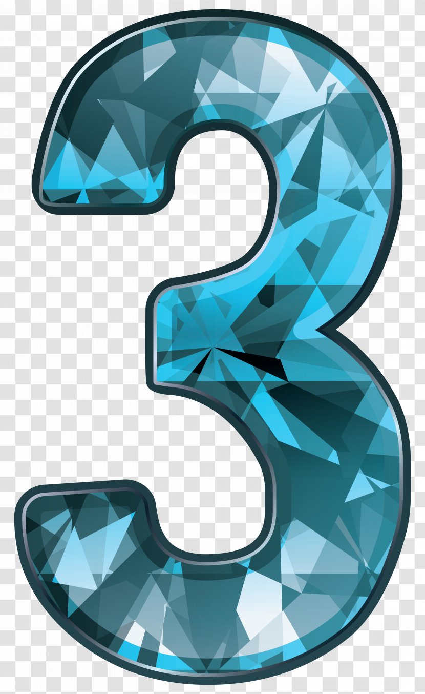 0 Number Clip Art - Turquoise - Three Transparent PNG