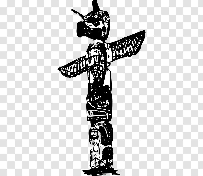 Native Americans In The United States Indigenous Peoples Of Americas Totem Pole Tribe - Black And White - Dreamcatcher Transparent PNG