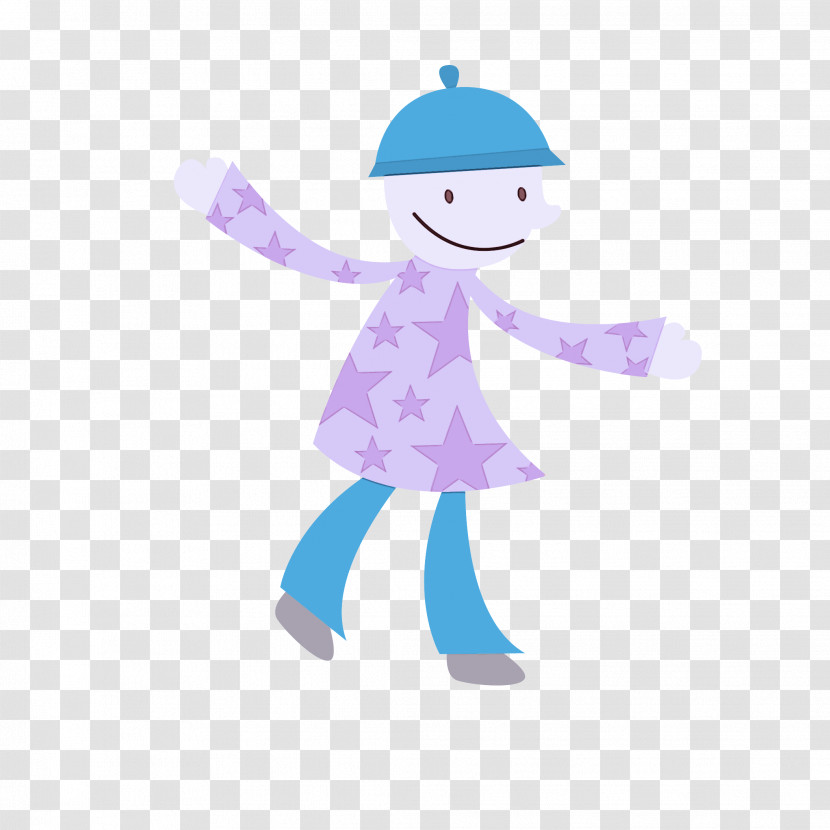 Cartoon Violet Ice Skating Child Costume Transparent PNG