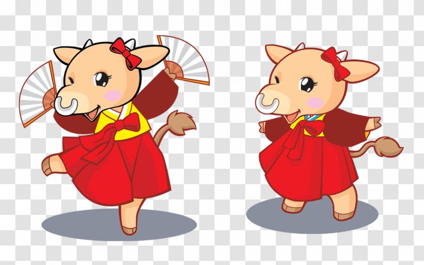 Cartoon Chinese New Year - Mammal - Cow Transparent PNG