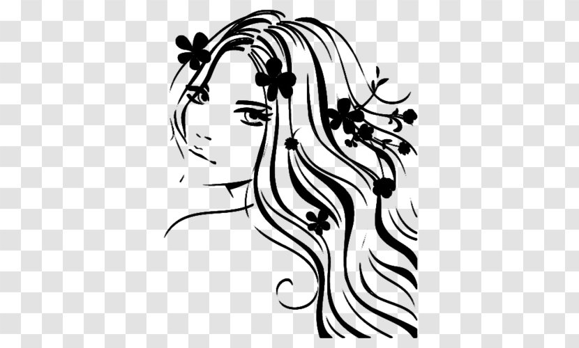 Silhouette Wall Decal Photography Royalty-free Woman - Cartoon - Women Hair Transparent PNG