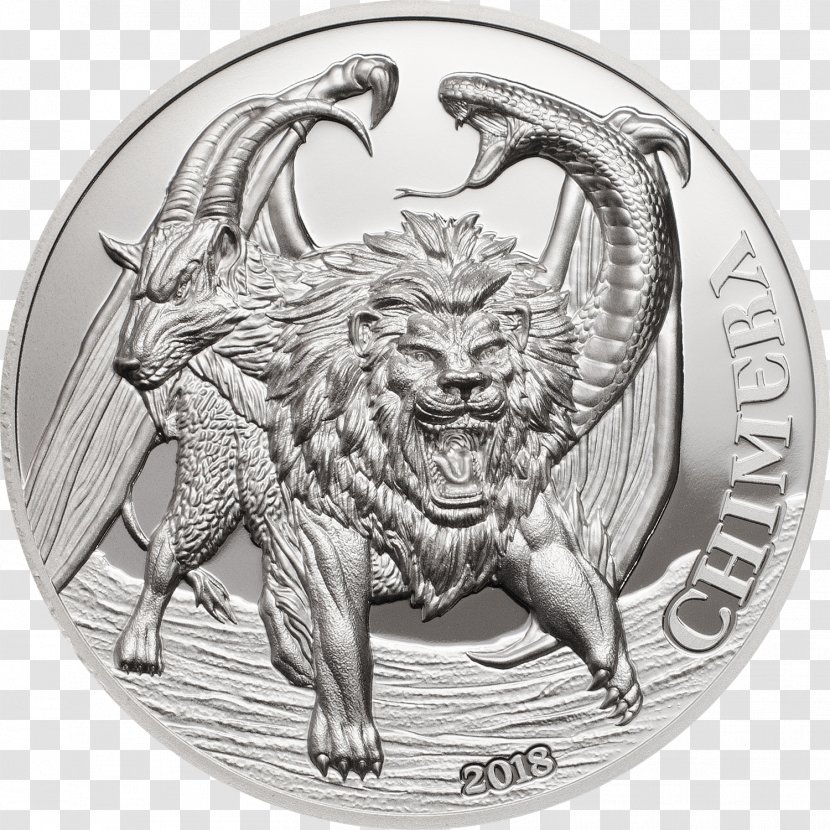 Proof Coinage Silver Coin Chimera - Black And White Transparent PNG