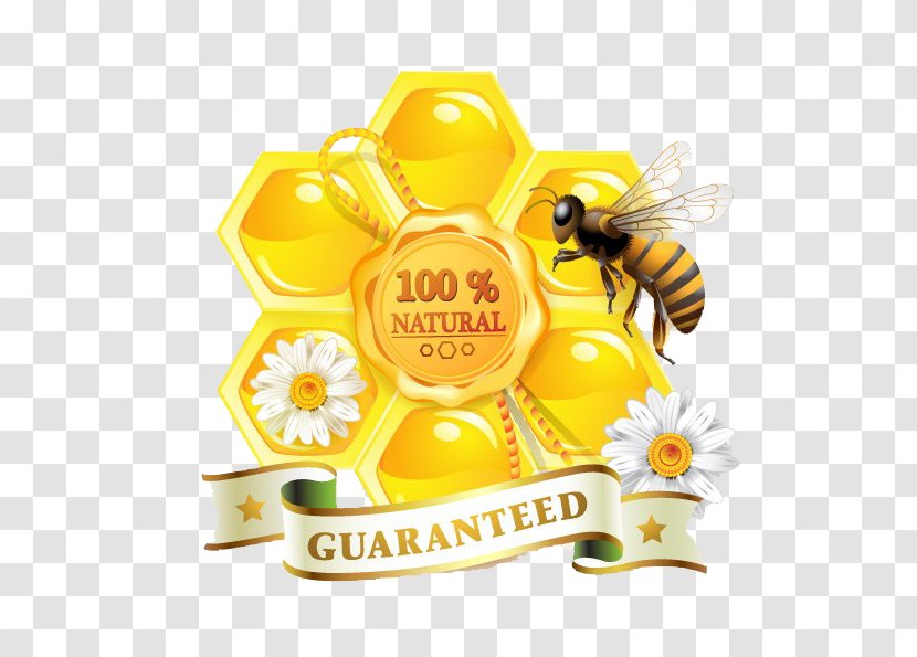Honey Bee Organic Food Honeycomb - Yellow - Bees And Transparent PNG