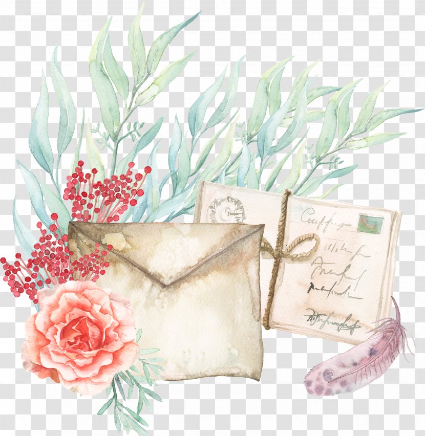 Paper Watercolor Painting Envelope - Flower Arranging - Postcard Feather Transparent PNG