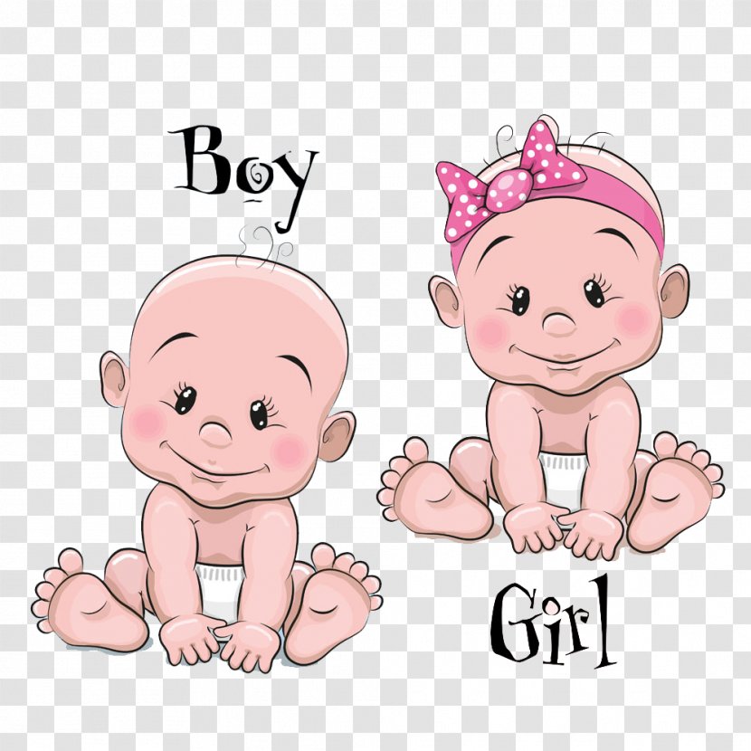 Infant Cartoon Stock Illustration - Frame - Male And Female Baby Transparent PNG