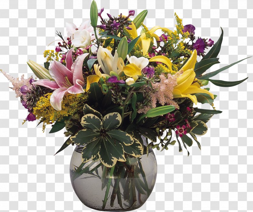 Vase Flower Bouquet Cut Flowers - Lilium Transparent PNG