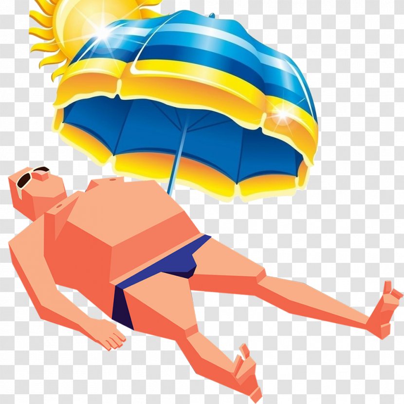 Umbrella Summer Clip Art - Drawing - Sunbathing Man Transparent PNG